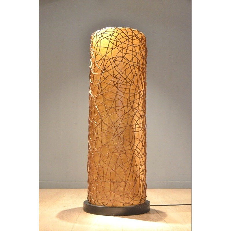 Lampe d'ambiance en fibre de verre et rotin - 1960