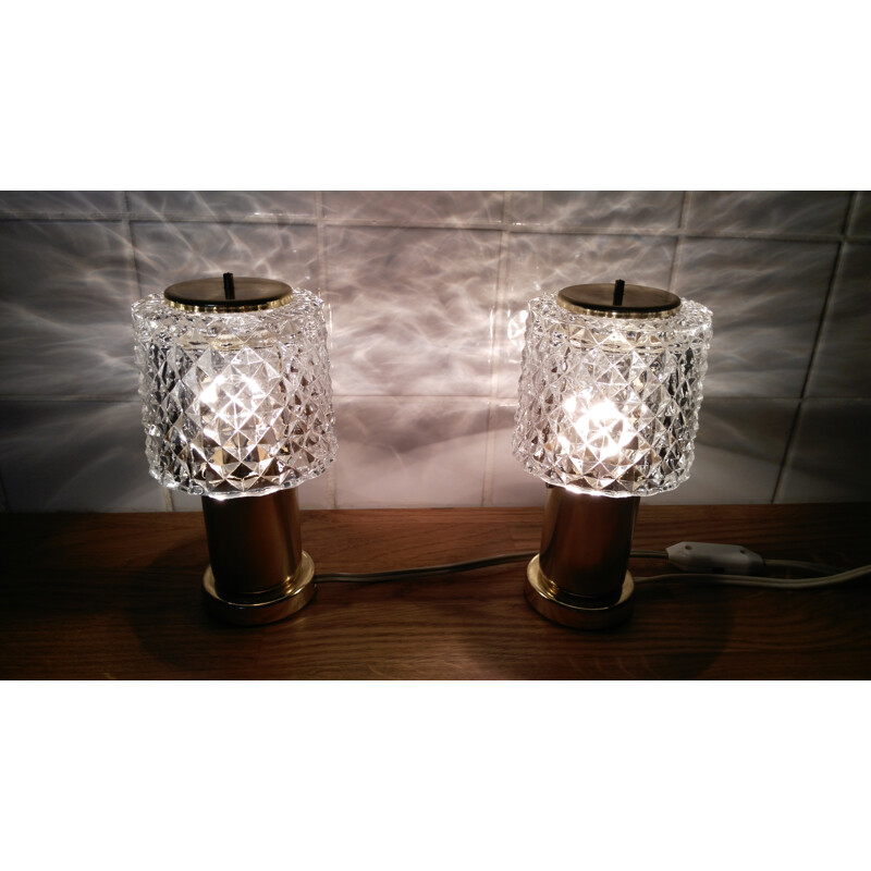 Pair of vintage glass lamps by Kamenický Šenov - 1970s