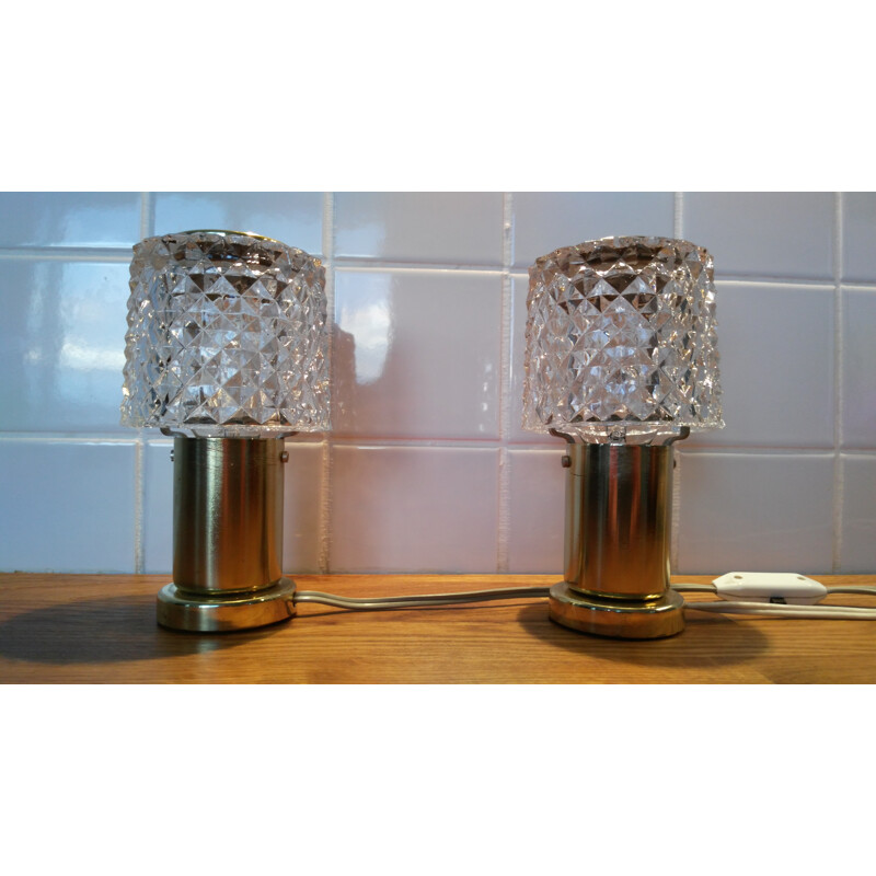 Pair of vintage glass lamps by Kamenický Šenov - 1970s