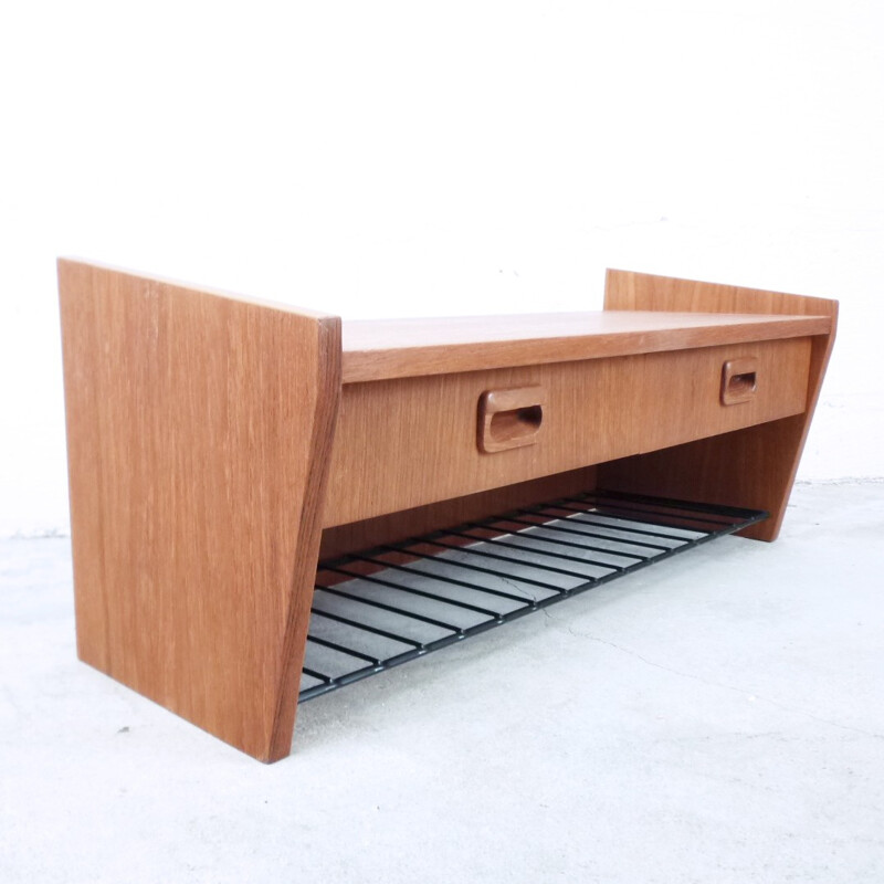 Scandinavian vintage wall console in metal and wood - 1950s