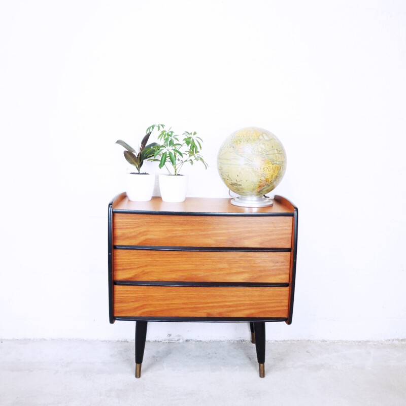 Small Danish vintage chest with brass base - 1950s