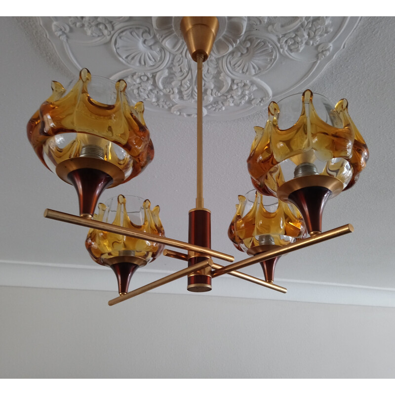 Vintage Mazzega Murano chandelier - 1970s