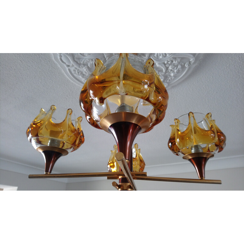Vintage Mazzega Murano chandelier - 1970s