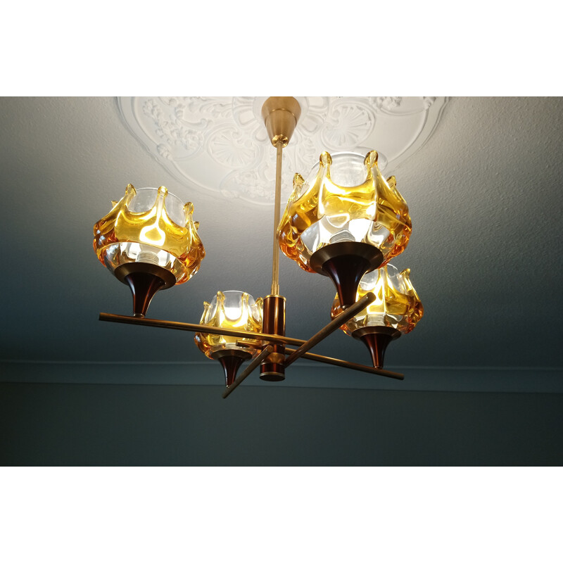 Vintage Mazzega Murano chandelier - 1970s