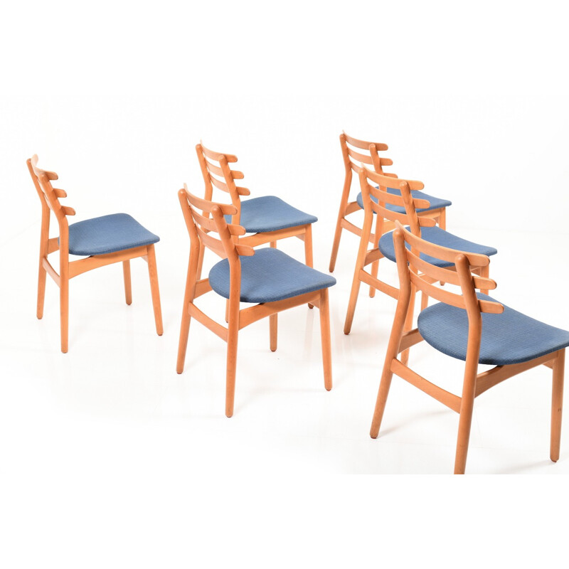 Suite de 6 chaises à repas "J48" vintage par Poul M. Volther pour FDB - 1950