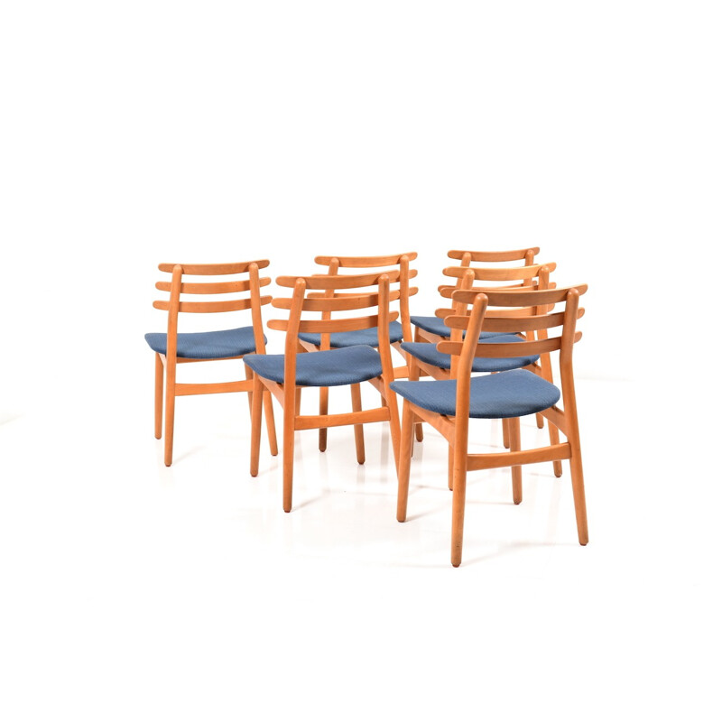 Suite de 6 chaises à repas "J48" vintage par Poul M. Volther pour FDB - 1950