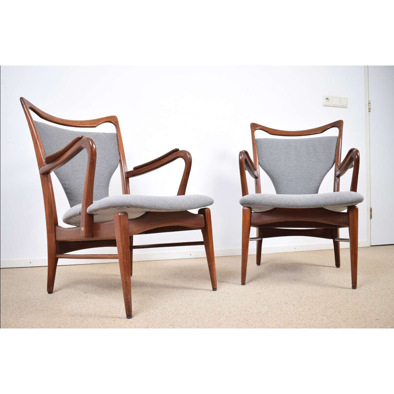 Pair of grey vintage armchairs, 1960