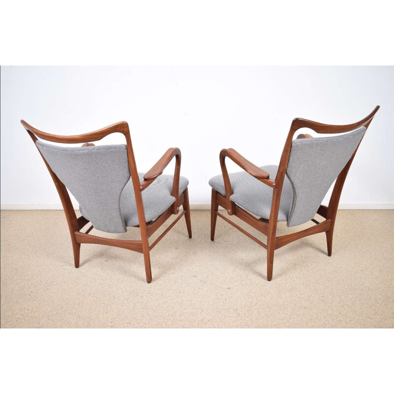 Paar grijze vintage fauteuils, 1960