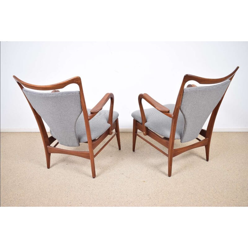 Paire de fauteuils vintage gris, 1960