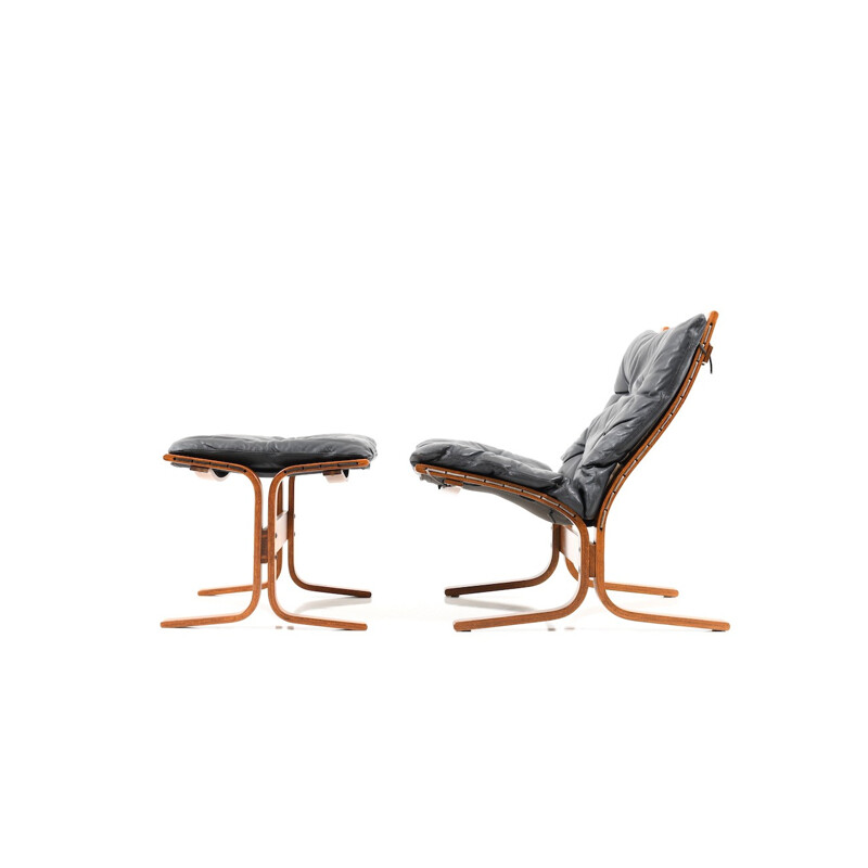 Vintage "siesta" lounge chair and ottoman by Ingmar Relling for Westnofa, 1970