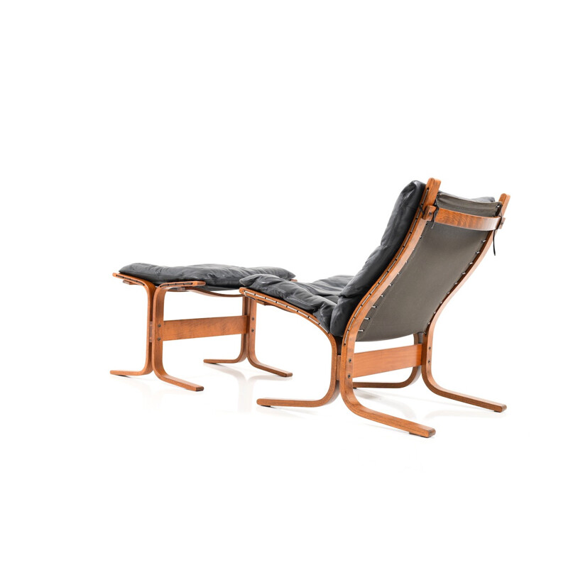 Vintage "siesta" lounge chair and ottoman by Ingmar Relling for Westnofa, 1970