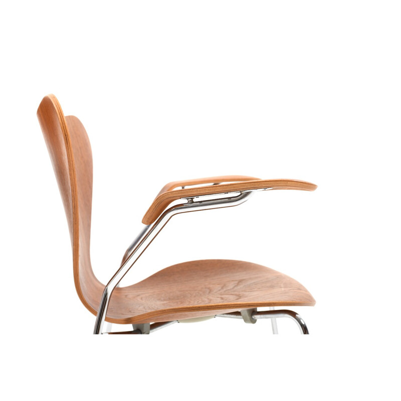 Chaise à repas "Série 7" vintage en teck par Arne Jacobsen pour Fritz Hansen - 1960