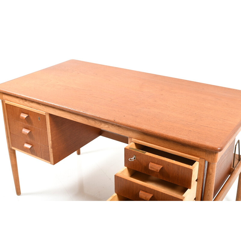 Bureau vintage danois en teck et chêne - 1950