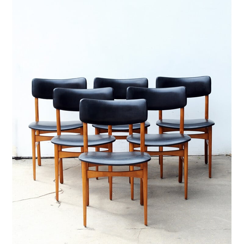Vintage set of 6 scandinavian dining chairs - 1960s