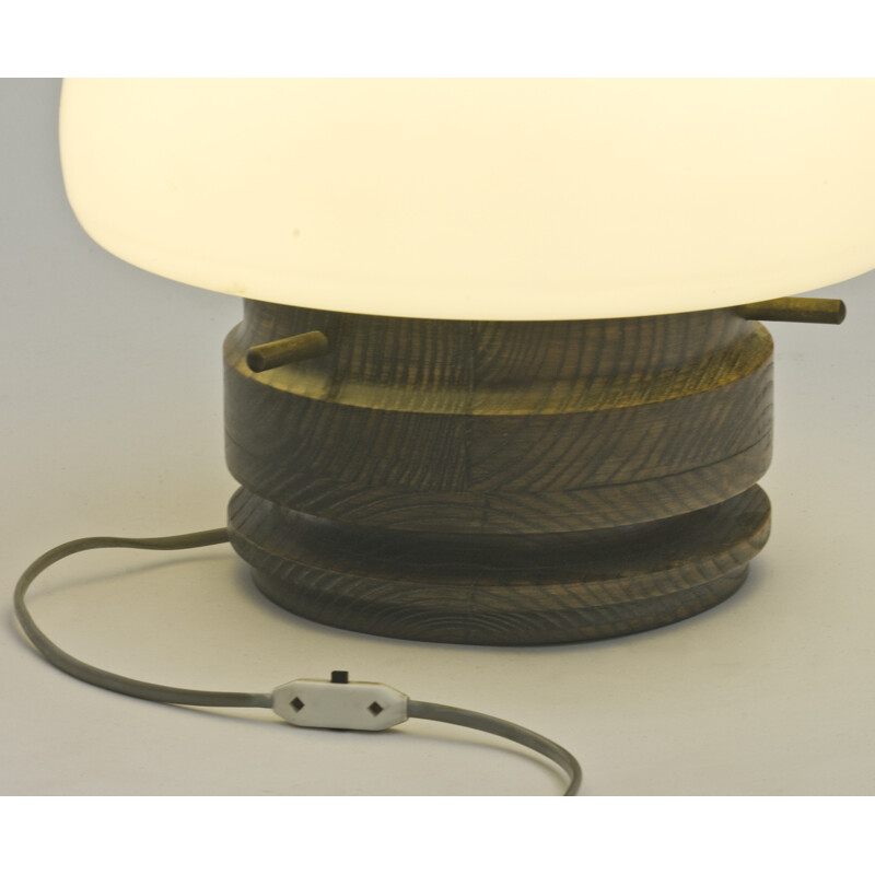 Lampe de table vintage avec abat jour en verre - 1970