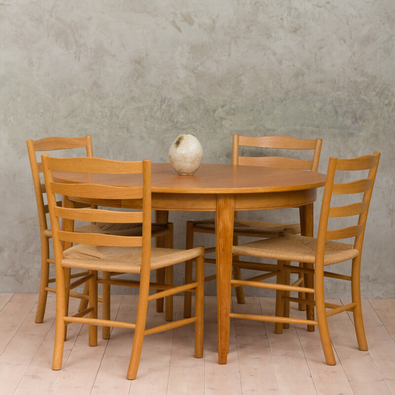 Vintage oak extension table by Omann Jun - 1960s