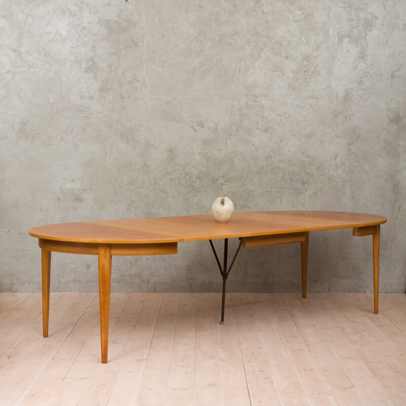 Vintage oak extension table by Omann Jun - 1960s