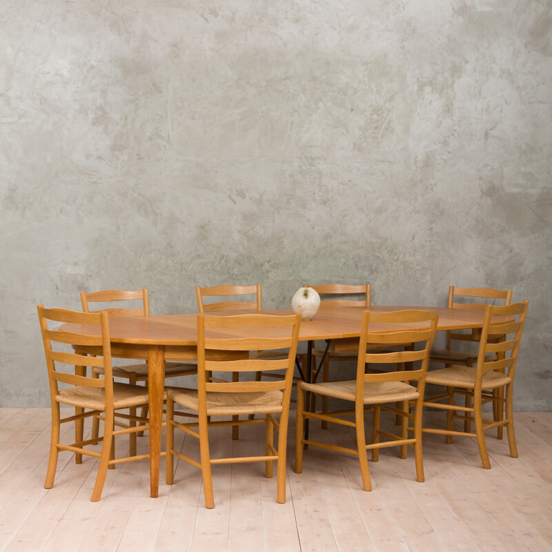 Vintage oak extension table by Omann Jun - 1960s