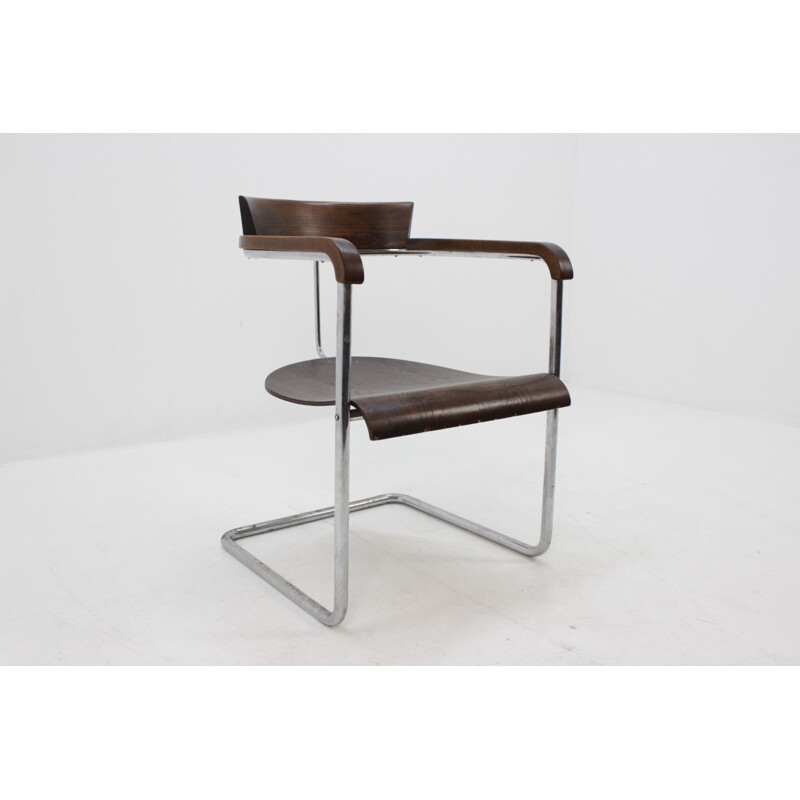 Bauhaus chrome Vintage chair J. Halabala - H 128 - 1930s