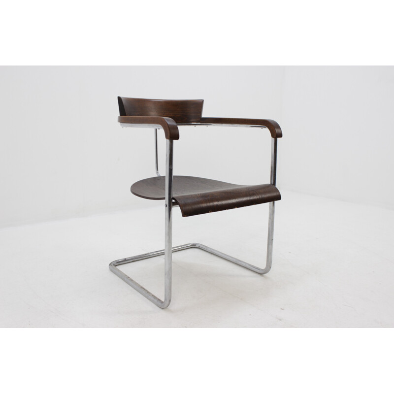Chaise vintage chromée Bauhaus par J. Halabala - H 128 - 1930