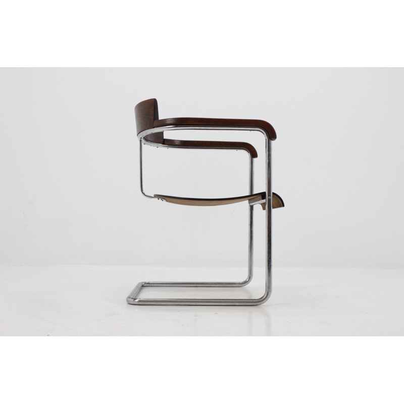 Bauhaus chrome Vintage chair J. Halabala - H 128 - 1930s