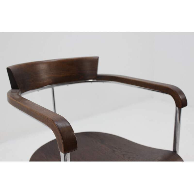 Bauhaus chrome Vintage chair J. Halabala - H 128 - 1930s