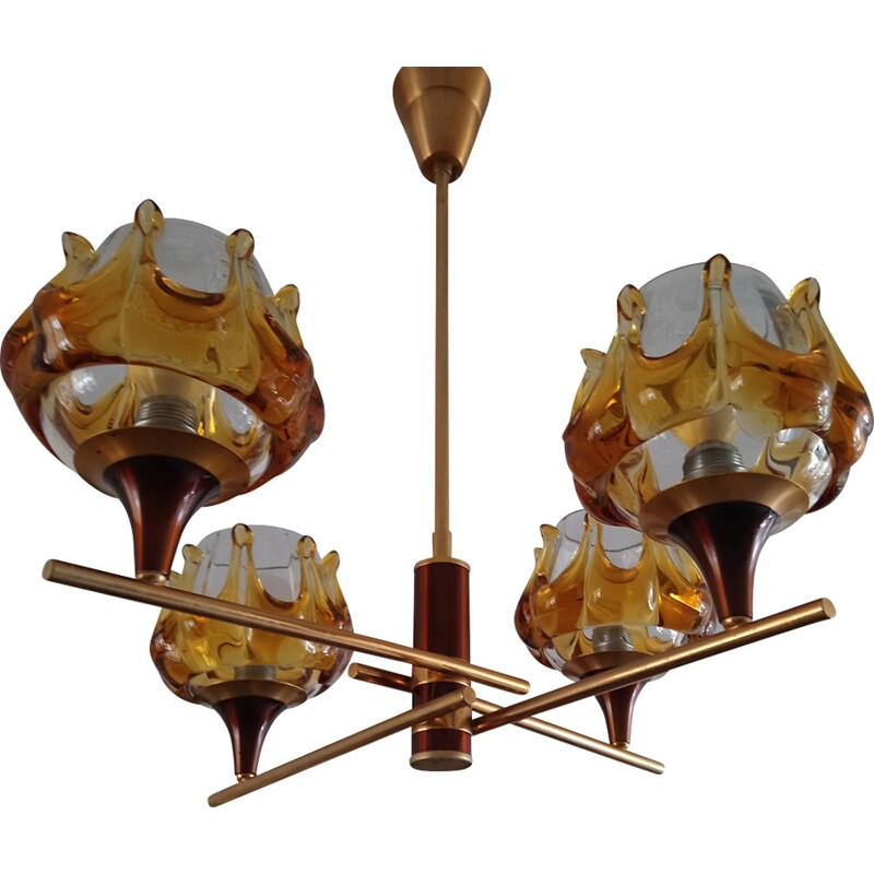 Vintage Mazzega Murano chandelier - 1970s