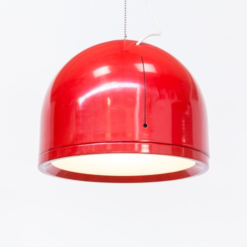 Vintage red hanging lamp with metal - 1970s