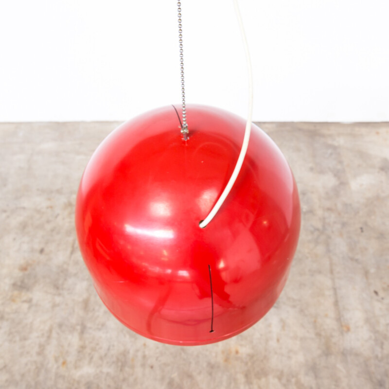 Vintage red hanging lamp with metal - 1970s