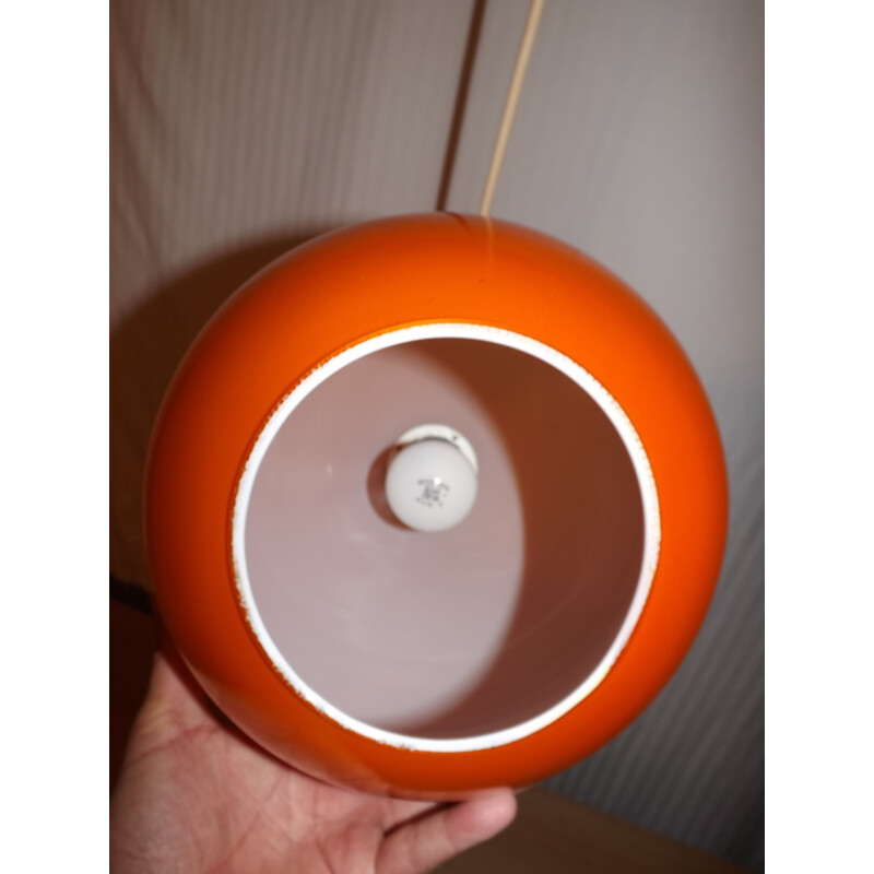 Suspension vintage Pop verre orange - 1970