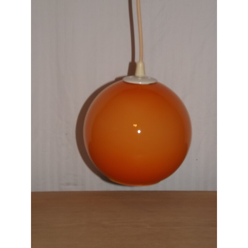 Suspension vintage Pop verre orange - 1960