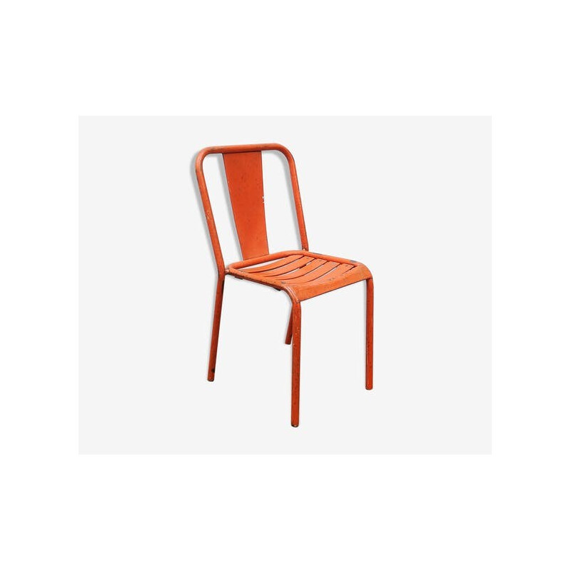 Chaise vintage "tolix T4" en métal orange par Xavier Pauchard - 1960