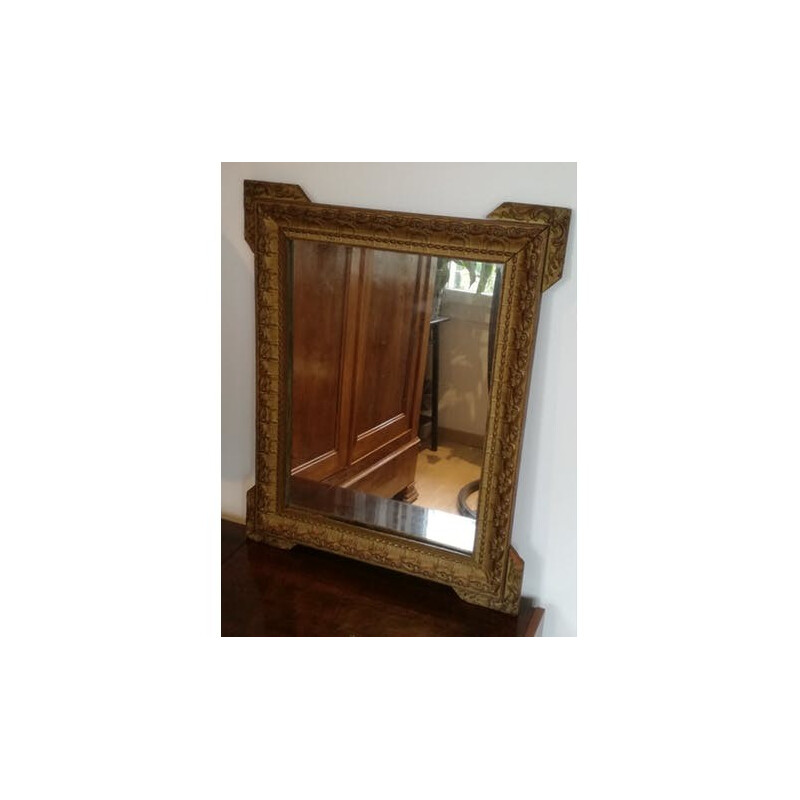 Miroir vintage rectangulaire en bois doré - 1930