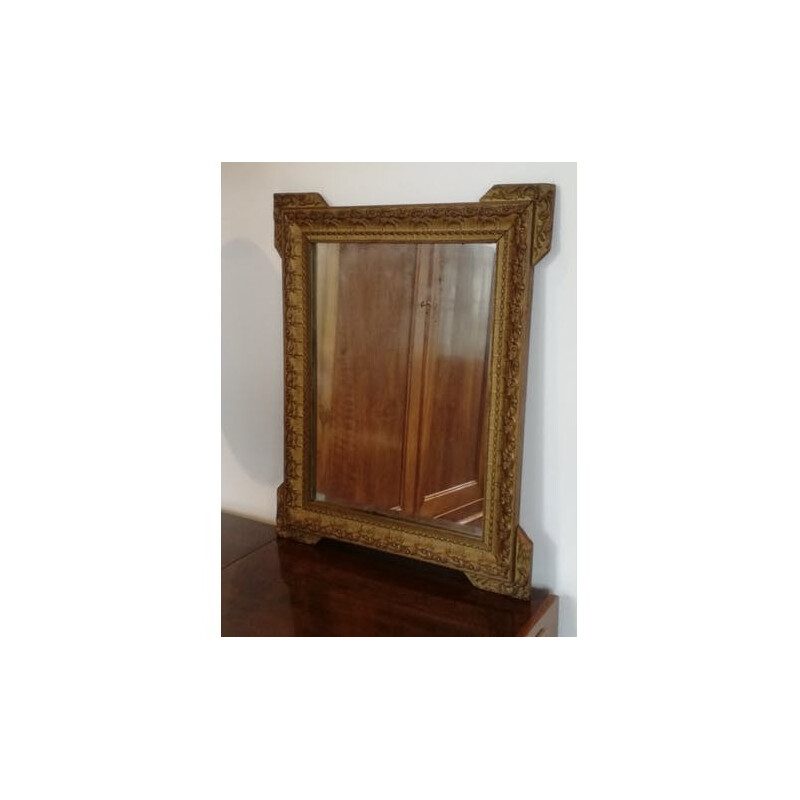 Miroir vintage rectangulaire en bois doré - 1930