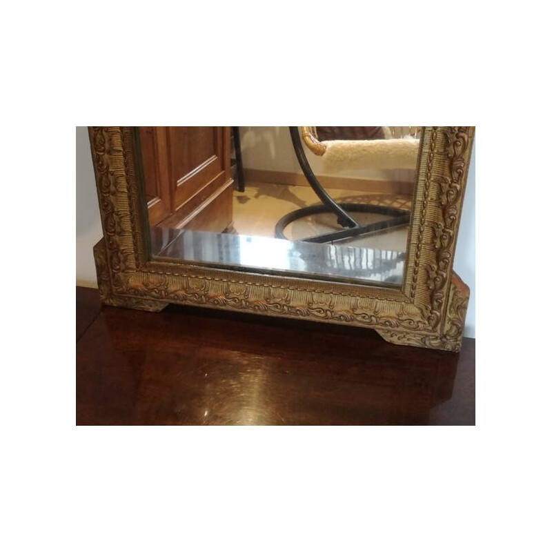 Vintage rectangular mirror in gided wood - 1930s