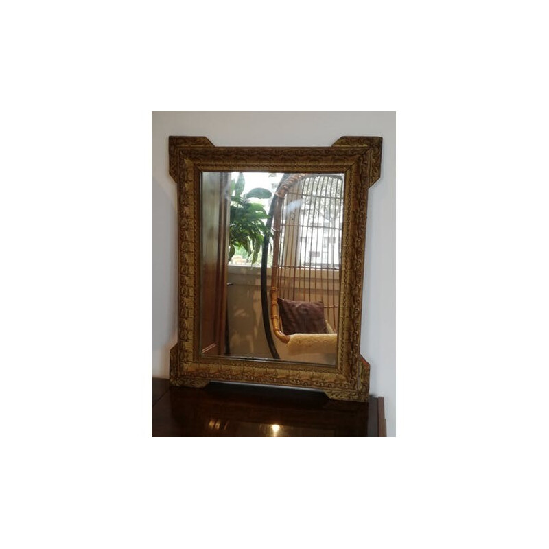 Vintage rectangular mirror in gided wood - 1930s