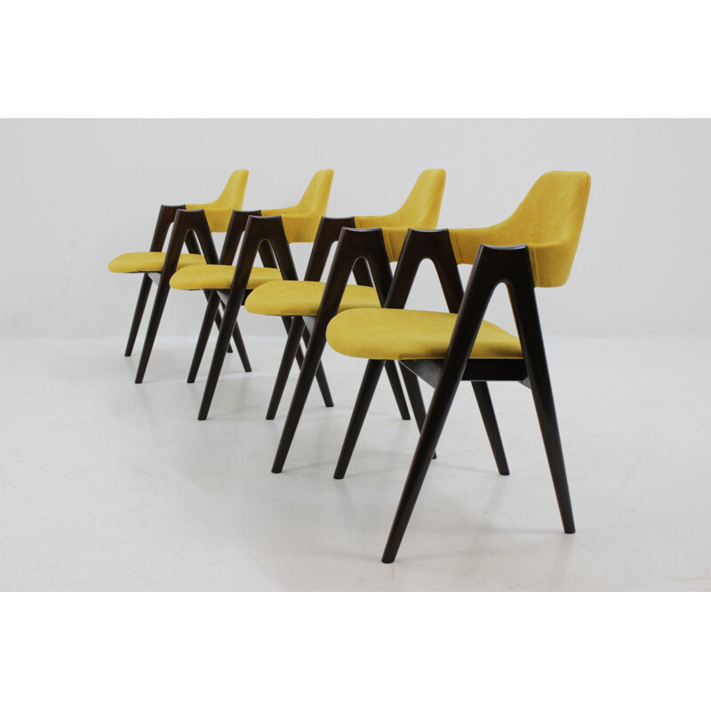 Vintage set of 4 oak compass chairs by Kai Kristiansen for SVA Møbler - 1960s