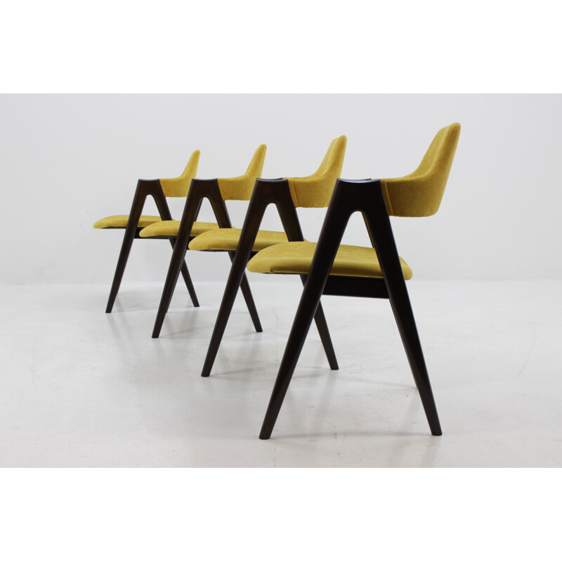 Vintage set of 4 oak compass chairs by Kai Kristiansen for SVA Møbler - 1960s