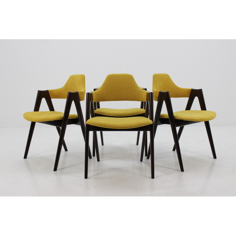 Vintage set of 4 oak compass chairs by Kai Kristiansen for SVA Møbler - 1960s