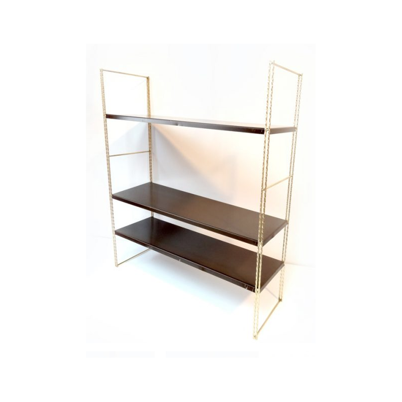 Vintage wall shelves in lacquered steel and brass - 1960s