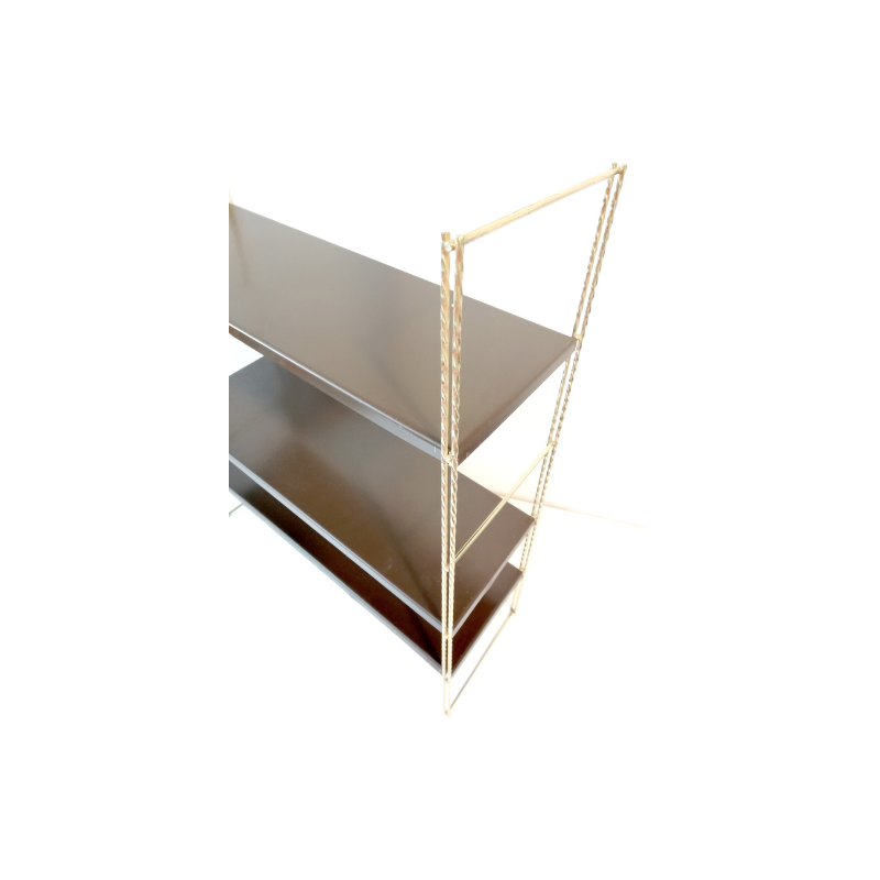 Vintage wall shelves in lacquered steel and brass - 1960s