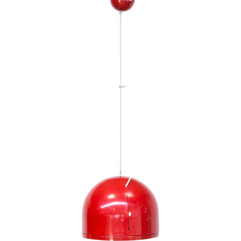 Vintage red hanging lamp with metal - 1970s