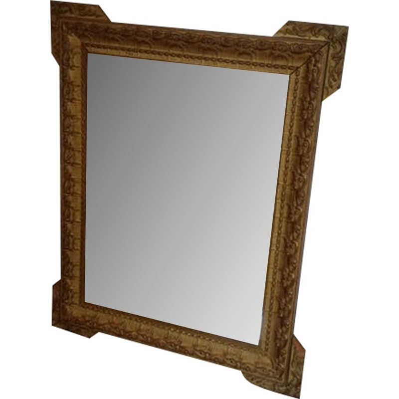 Vintage rectangular mirror in gided wood - 1930s