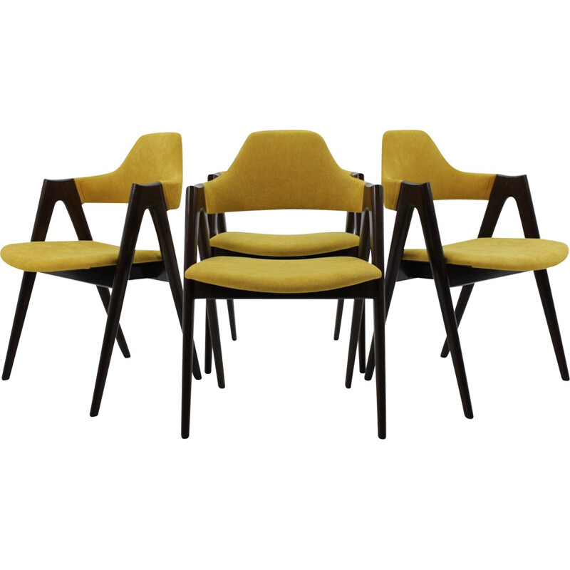 Vintage set of 4 oak compass chairs by Kai Kristiansen for SVA Møbler - 1960s