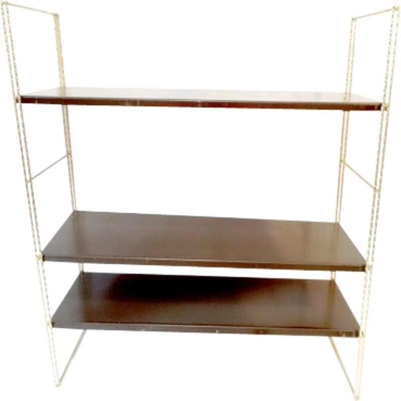 Vintage wall shelves in lacquered steel and brass - 1960s