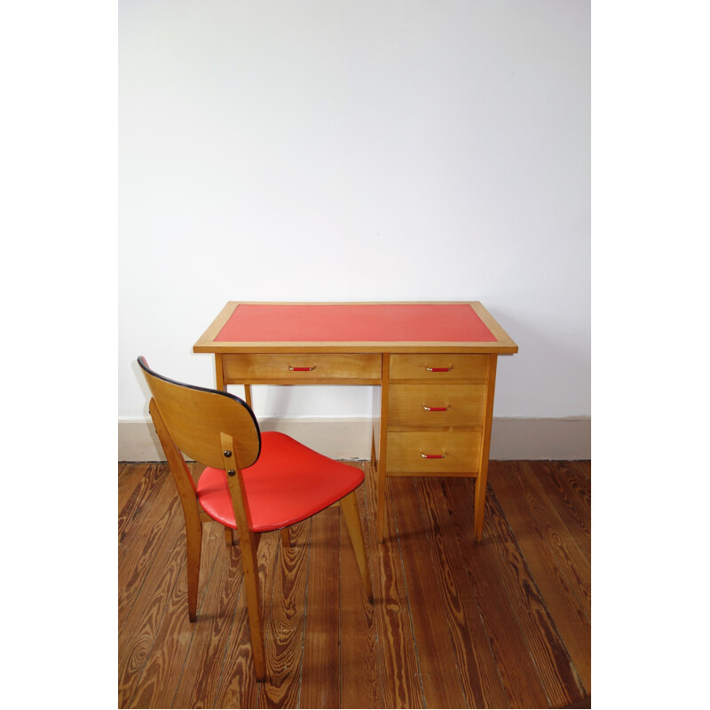 Vintage set of children's desk and chair - 1950s