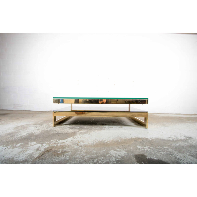Coffee table in 23 kt gold leaf by Belgo Chrome - 1970s