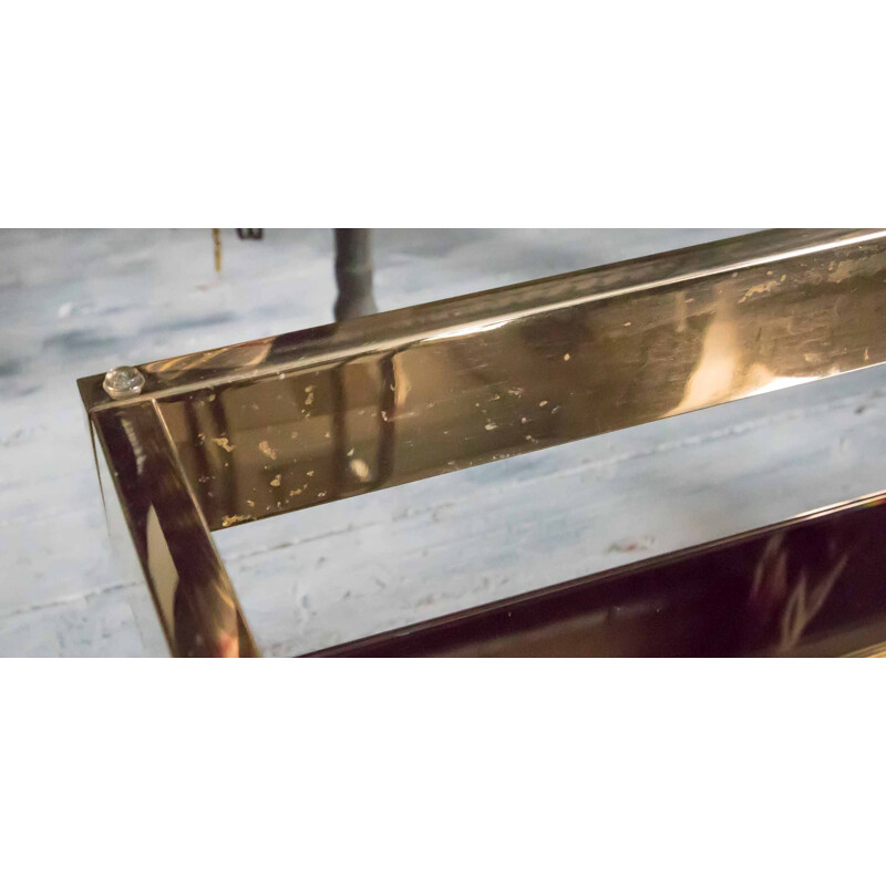 Coffee table in 23 kt gold leaf by Belgo Chrome - 1970s