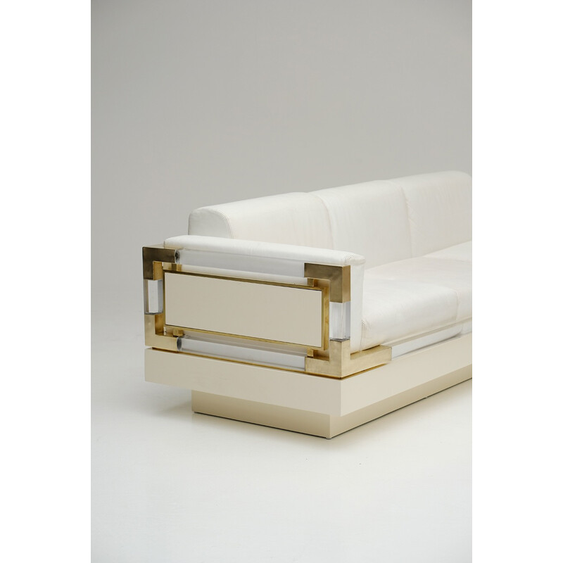 Canapé vintage blanc en cuir de Charles Hollis Jones - 1970