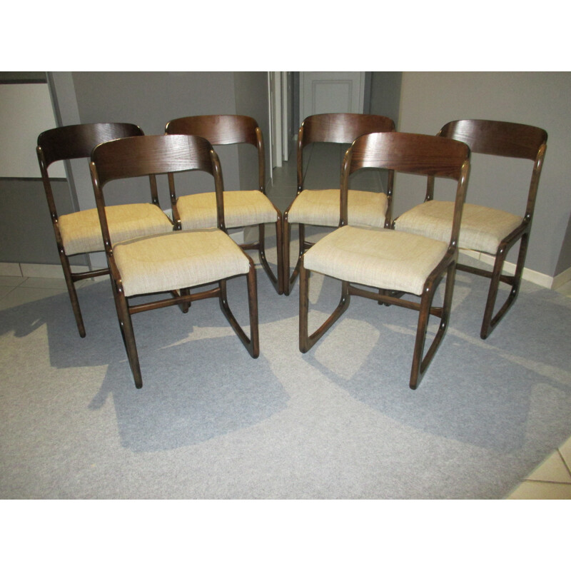 Suite of 6 vintage sled chairs by Baumann - 1970s